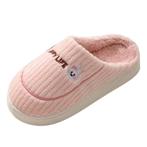 Xbemkste Plüsch Hausschuhe Damen Winter Warme Pantoffeln Flauschige Slippers Weiche Rutschfest Hauspantoffeln Memory Foam Hausschuhe mit Cartoon Muster Bequeme Hüttenschuh (35) von Xbemkste