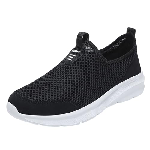 Xbemkste Running Shoes Men Schuhe Atmungsaktive Mesh Flach Mund Casual leichte Schuhe Slip On Freizeitschuhe Leichtgewichts Laufschuhe Sportschuhe (White, 43) von Xbemkste