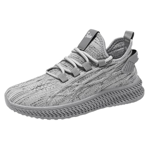 Xbemkste Running Shoes Women Leichte Schnürschuhe Weiche Sohle Vielseitige Casual Running Sneakers weiße Schuhe Damen (Grey, 38.5) von Xbemkste
