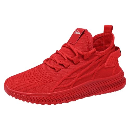 Xbemkste Running Shoes Women Leichte Schnürschuhe Weiche Sohle Vielseitige Casual Running Sneakers weiße Schuhe Damen (Red, 38.5) von Xbemkste