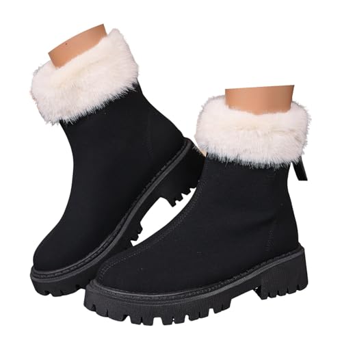 Xbemkste Schneestiefel Damen mit Rutschfest Sohle Warm Gefüttert Winterstiefel Warme Stiefeletten Bequeme Winterschuhe Damenstiefel Winter Boots Outdoor Ski Boots (40.5) von Xbemkste