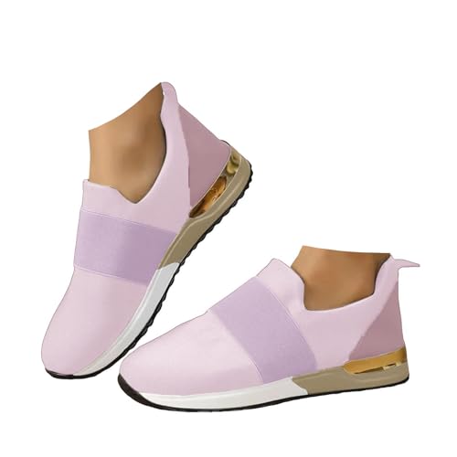 Xbemkste Schuhe Damen Slip On Sneaker Bequeme Schuhe Atmungsaktive Sportschuhe Freizeitschuhe Flach Walkingschuhe Leichte Schlupfschuhe Turnschuhe für Alltag (37.5) von Xbemkste
