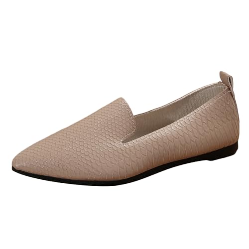 Xbemkste Schuhe Damen elegant zum Reinschlüpfen, Bequeme Ballerinas, süße Ballettschuhe, tragbar, niedriger Keilabsatz Damen Ballerina (Khaki, 38.5) von Xbemkste