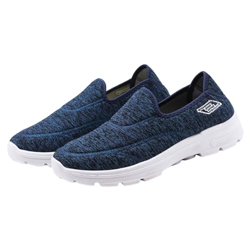 Xbemkste Schuhe Herren Bequeme Sport Freizeitschuhe mit weicher Sohle atmungsaktive Slip On Sneaker Bequeme Schlupfschuhe Walkingschuhe (Blue, 42) von Xbemkste