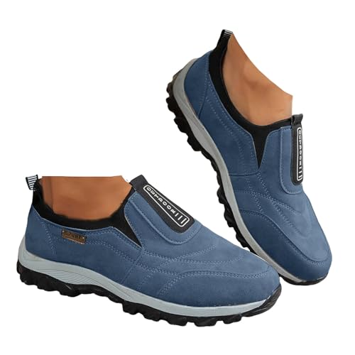 Xbemkste Slip On Damen Freizeitschuhe Bequeme Schlupfschuhe Walkingschuhe Lässige Sneaker Turnschuhe Damen Sportschuhe rutschfeste Weiche Flache Schuhe (Blue, 41) von Xbemkste