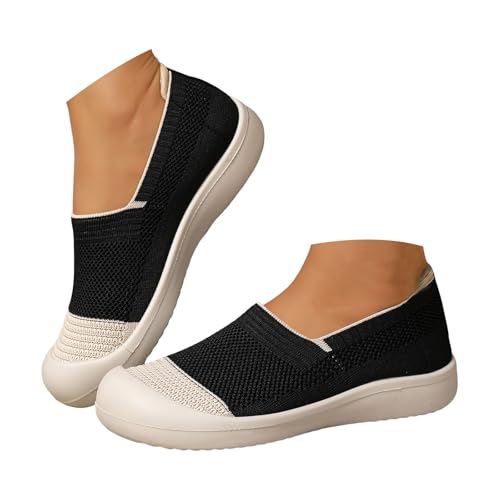 Xbemkste Slip On Damen Freizeitschuhe Sneaker Atmungsaktive Mesh Sommerschuhe Bequeme Weiche Flache Schuhe Schlupfschuhe Damen Slipper Leichte Walkingschuhe (39) von Xbemkste