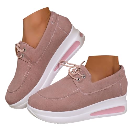 Xbemkste Slip On Damen Freizeitschuhe mit Keilabsatz und Plateau Bequeme Sommerschuhe Lässige Walkingschuhe Plateauschuhe Damen Slipper Leichte Schlupfschuhe (38.5) von Xbemkste