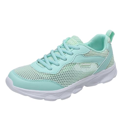 Xbemkste Slip on Sneakers Damen Bequeme leichte Loafer, Slip-On-Sneakers, Flache Wanderschuhe gelbe Turnschuhe Damen (Green, 39) von Xbemkste