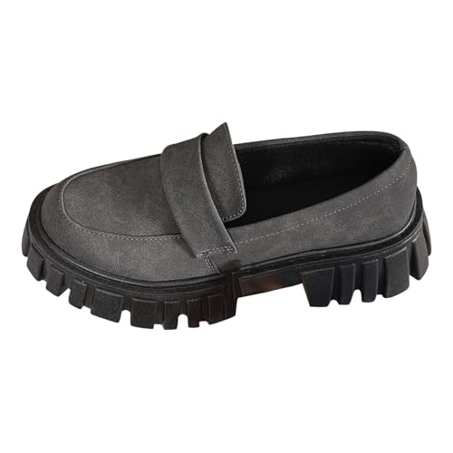 Xbemkste Slipper Damen für Damen, Dicke Sohle, runde Zehenpartie, Freizeitschuhe Flache Schuhe (Grey, 39) von Xbemkste