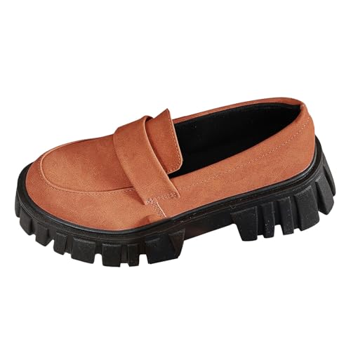 Xbemkste Slipper Damen für Damen, Dicke Sohle, runde Zehenpartie, Freizeitschuhe Flache Schuhe (Orange, 37.5) von Xbemkste
