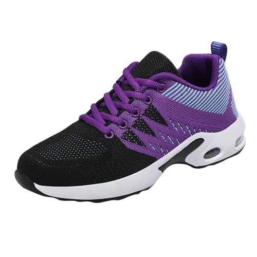 Xbemkste Sneaker Damen, Arbeitsschuhe, rutschfeste Laufschuhe, Wanderschuhe Frauen Sportschuhe Atmungsaktive Fitnessschuhe Bequeme Walkingschuhe (Purple, 40) von Xbemkste