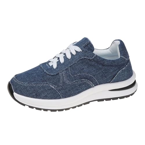 Xbemkste Sneaker Damen, Sportschuhe, Schnürschuhe mit Dicker Sohle Damen Sportschuhe Atmungsaktive Laufschuhe ohne schnürung (Blue, 40) von Xbemkste