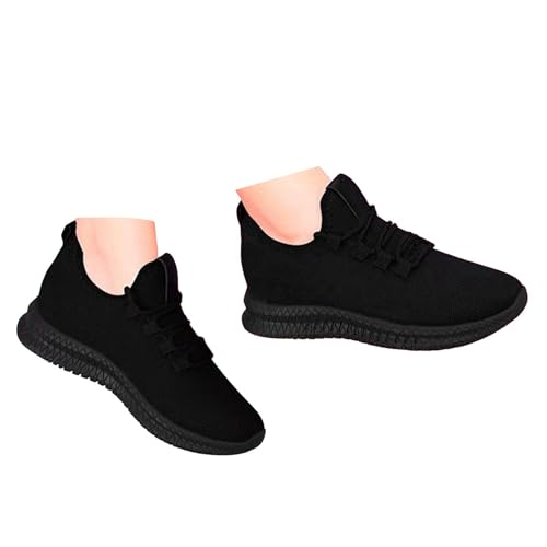 Xbemkste Sneaker Damen Freizeitschuhe Bequeme Atmungsaktives Sportschuhe Leicht Sportlich Flache Schuhe Walkingschuhe Schwarze Schuhe Damen Turnschuhe Laufschuhe (40) von Xbemkste