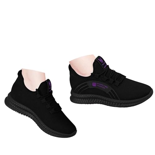 Xbemkste Sneaker Damen Freizeitschuhe Bequeme Atmungsaktives Sportschuhe Leicht Sportlich Flache Schuhe Walkingschuhe Schwarze Schuhe Damen Turnschuhe Laufschuhe (Purple, 37) von Xbemkste