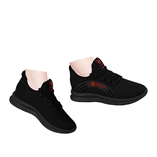Xbemkste Sneaker Damen Freizeitschuhe Bequeme Atmungsaktives Sportschuhe Leicht Sportlich Flache Schuhe Walkingschuhe Schwarze Schuhe Damen Turnschuhe Laufschuhe (Red, 37) von Xbemkste