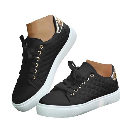 Xbemkste Sneaker Damen Halbschuhe Bequeme Freizeitschuhe Elegant Sommerschuhe Flache Schuhe Leichte Walkingschuhe Schnürer Sportschuhe Damen Laufschuhe (38.5) von Xbemkste