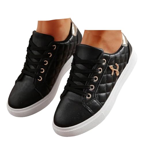 Xbemkste Sneaker Damen Halbschuhe Klassische Freizeitschuhe Leichte Bequeme Flache Schuhe Sommerschuhe Schnürer Walkingschuhe Sneaker Damen Sportschuhe (37) von Xbemkste