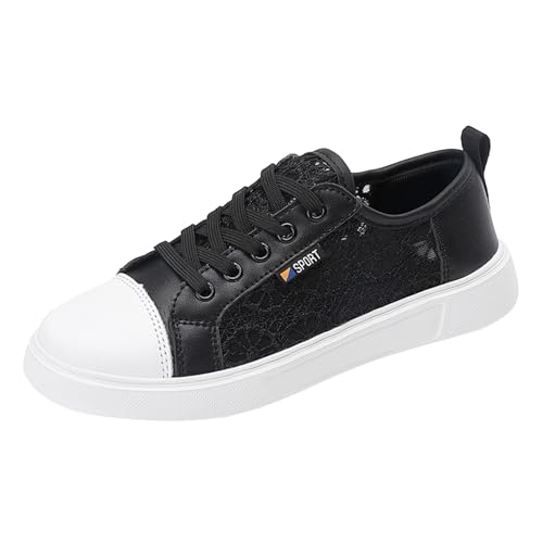 Xbemkste Sneaker Damen Halbschuhe Schnürer Freizeitschuhe Leichte Atmungsaktive Flache Schuhe Lässige Sommerschuhe Bequeme Weiche Sohle Walkingschuhe Damenschuhe (37.5) von Xbemkste