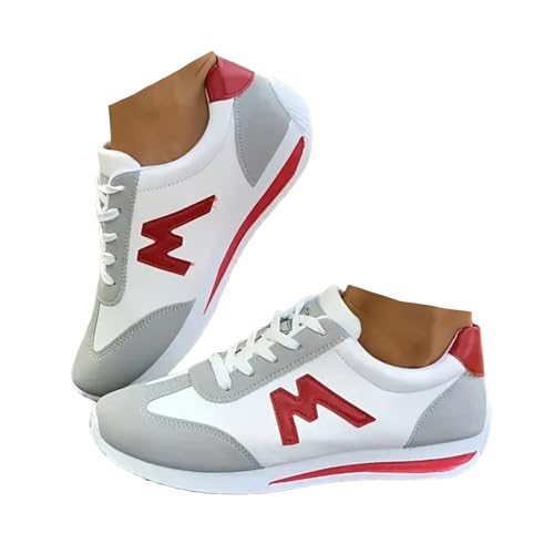 Xbemkste Sneaker Damen Schuhe Bequeme Laufschuhe Sportschuhe Turnschuhe Damen Freizeitschuhe Flache Schuhe Lässige Halbschuhe Walkingschuhe Outdoor Fitness Schuhe (Red, 40.5) von Xbemkste