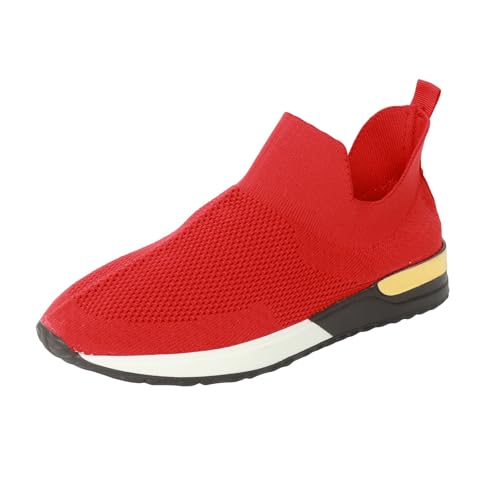Xbemkste Sneaker Damen Schuhe Elastischer Stoff Große Damenschuhe Golfschuhe Damen (Red, 40.5) von Xbemkste