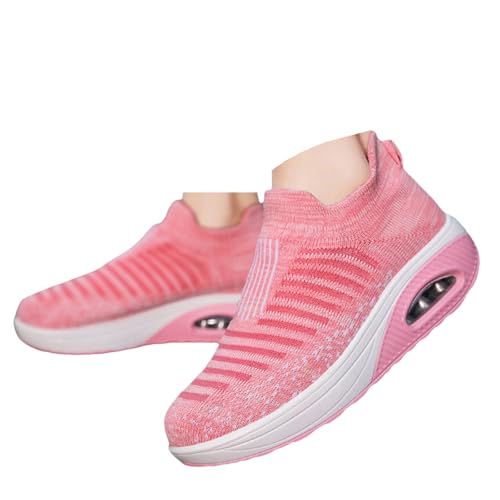 Xbemkste Sneaker Damen Slip On Turnschuhe Bequeme Weiche Fliegen Weben Walkingschuhe mit Luftpolster Mesh Atmungsaktive Sportlich Freizeitschuhe Damen Laufschuhe (37.5) von Xbemkste