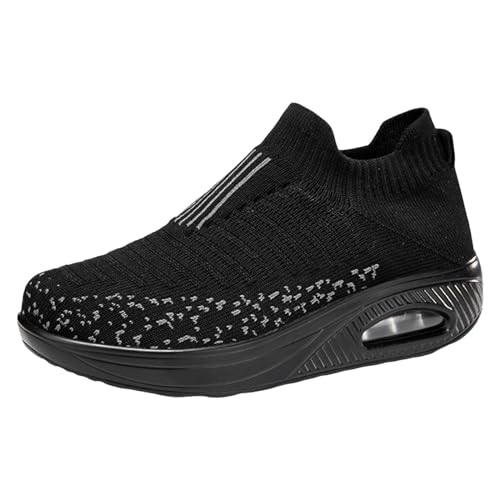 Xbemkste Sneaker Damen Slip On Turnschuhe Bequeme Weiche Fliegen Weben Walkingschuhe mit Luftpolster Mesh Atmungsaktive Sportlich Freizeitschuhe Damen Laufschuhe (38.5) von Xbemkste