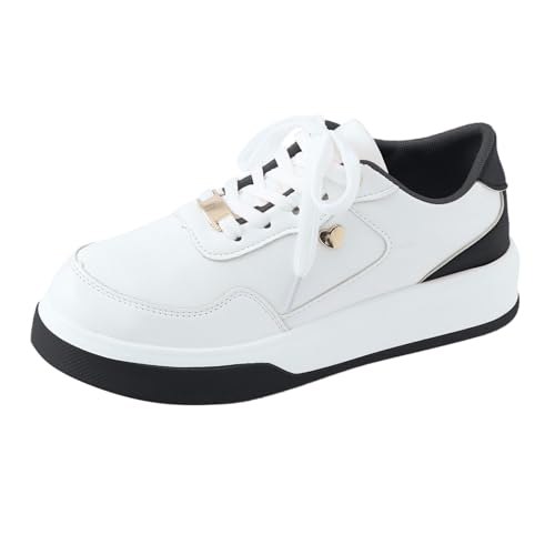 Xbemkste Sneaker Damen Trachtenschuhe Bequeme Flach Schnürer Turnschuhe Halbschuhe Plateau Freizeitschuhe Leichte Atmungsaktive Walkingschuhe Damen Laufschuhe (38.5) von Xbemkste