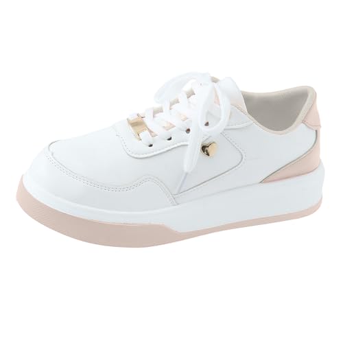 Xbemkste Sneaker Damen Trachtenschuhe Bequeme Flach Schnürer Turnschuhe Halbschuhe Plateau Freizeitschuhe Leichte Atmungsaktive Walkingschuhe Damen Laufschuhe (Khaki, 40) von Xbemkste