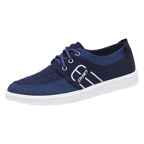 Xbemkste Sneaker Herren Freizeitschuhe mit weicher Sohle Modische atmungsaktive Segeltuch Schwarze Leichte Sommerschuhe Bequeme Walkingschuhe (Blue, 43) von Xbemkste