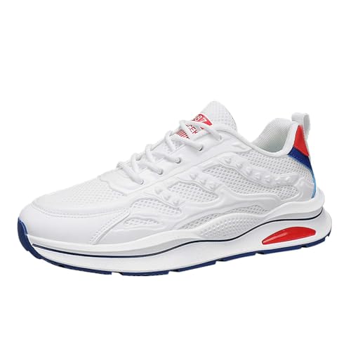 Xbemkste Sneaker Herren Laufschuhe Running Shoes Men Low Top Atmungsaktive Stoffschuhe Lässige Modische Hallenschuhe Junge Sportschuhe (Red, 41) von Xbemkste