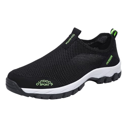 Xbemkste Sneaker Herren Männer Sportschuhe Flache Unterseite rutschfeste Outdoor Wanderschuhe Mesh atmungsaktiv bequem Slip On Schuhe elegant Schlupfschuhe (45) von Xbemkste