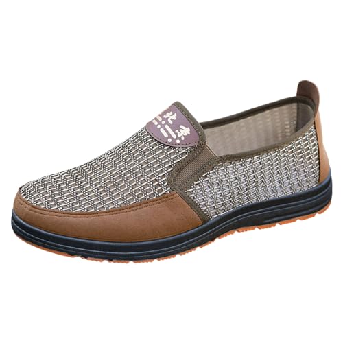 Xbemkste Sneaker Herren Sommerschuhe Atmungsaktive Mesh Wanderschuhe Leichte Bequeme Schlupfschuhe Asakuchi Freizeitschuhe Tennisschuhe sandplatz (Coffee, 39) von Xbemkste