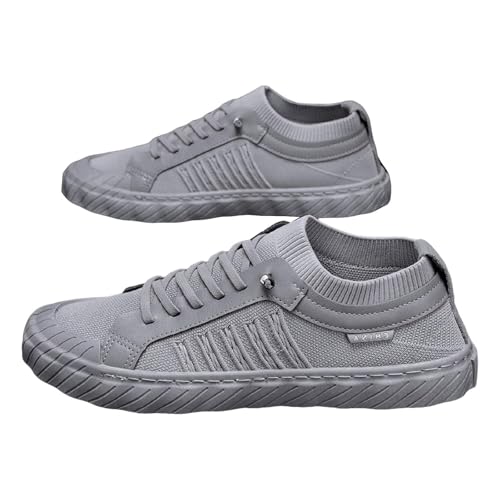 Xbemkste Sneaker Herren Trendige Freizeitschuhe atmungsaktive Halbschuhe Bequeme Sportschuhe Walkingschuhe Leichtgewichts Schnürschuhe (Grey, 42) von Xbemkste