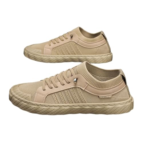 Xbemkste Sneaker Herren Trendige Freizeitschuhe atmungsaktive Halbschuhe Bequeme Sportschuhe Walkingschuhe Leichtgewichts Schnürschuhe (Khaki, 42) von Xbemkste