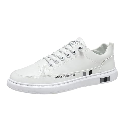 Xbemkste Sneaker Herren Zehen Schnürschuhe in Weiß, lässig, bequem Walkingschuhe, atmungsaktive Halbschuhe Freizeitschuhe (White, 38.5) von Xbemkste
