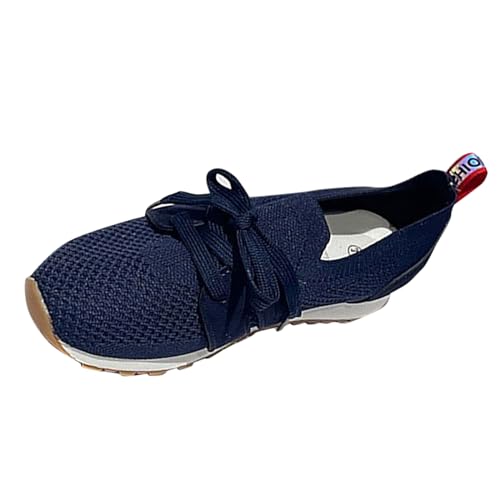 Xbemkste Sneakers Damen Atmungsaktive Mesh Laufschuhe Schnürschuhe Leicht Walkingschuhe Breathable Sportschuhe Joggingschuhe für Fitnessstudio&Alltag (Blue, 40.5) von Xbemkste