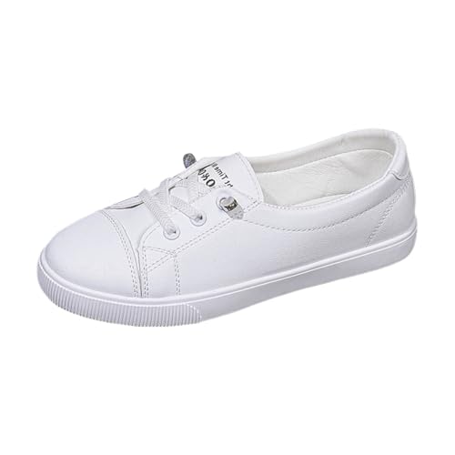 Xbemkste Sommerschuhe Damen Freizeitschuhe Slip On Flache Schuhe Lässige Sneaker Leichte Atmungsaktive Halbschuhe Bequeme Walkingschuhe Weiße Schuhe Damen Slipper (White, 40) von Xbemkste