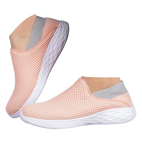 Xbemkste Sommerschuhe Damen Freizeitschuhe Slip On Sneaker Atmungsaktive Mesh Laufschuhe Turnschuhe Damen Slipper Bequeme Sportschuhe Leichte Schlupfschuhe (40.5) von Xbemkste