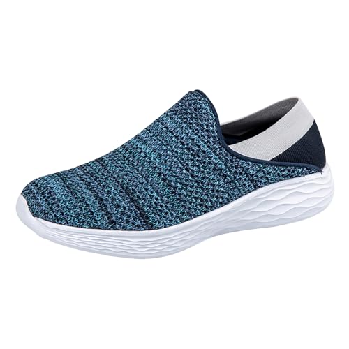 Xbemkste Sommerschuhe Damen Freizeitschuhe Slip On Sneaker Atmungsaktive Mesh Laufschuhe Turnschuhe Damen Slipper Bequeme Sportschuhe Leichte Schlupfschuhe (Blue, 40) von Xbemkste