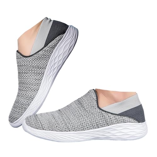 Xbemkste Sommerschuhe Damen Freizeitschuhe Slip On Sneaker Atmungsaktive Mesh Laufschuhe Turnschuhe Damen Slipper Bequeme Sportschuhe Leichte Schlupfschuhe (Grey, 40) von Xbemkste