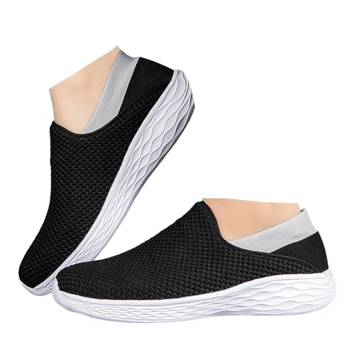 Xbemkste Sommerschuhe Damen Freizeitschuhe Slip On Sneaker Atmungsaktive Mesh Laufschuhe Turnschuhe Damen Slipper Bequeme Sportschuhe Leichte Schlupfschuhe (White, 43) von Xbemkste