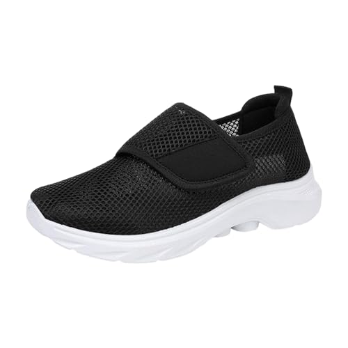 Xbemkste Sommerschuhe Damen Schuhe Atmungsaktive Mesh Sneaker mit Verstellbarer Rieme Leichte Laufschuhe Slip On Freizeitschuhe Bequeme Walkingschuhe (37) von Xbemkste