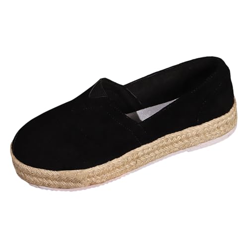 Xbemkste Sommerschuhe Damen Seilboden Einzelschuhe Dickbesohlte Modische Loafer Schuhe Damen Sneaker Slip on Freizeitschuhe bequem Schlupfschuhe (40.5) von Xbemkste