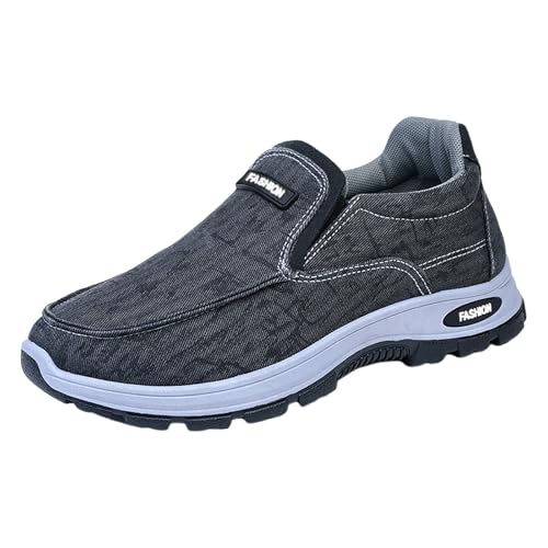 Xbemkste Sommerschuhe Herren Freizeitschuhe einfarbig, lässig, weiche Sohle, bequem, einfach, Wanderschuhe Sneaker Herren Schlupfschuhe Bequeme Walkingschuhe Slip On Sportschuhe (Grey, 40.5) von Xbemkste