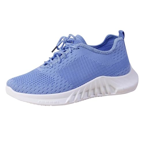 Xbemkste Sportschuhe Damen Freizeitschuhe Wanderschuhe Atmungsaktiv Weiche Schuhe Laufschuhe Damenschuhe Sneaker (Blue, 38.5) von Xbemkste