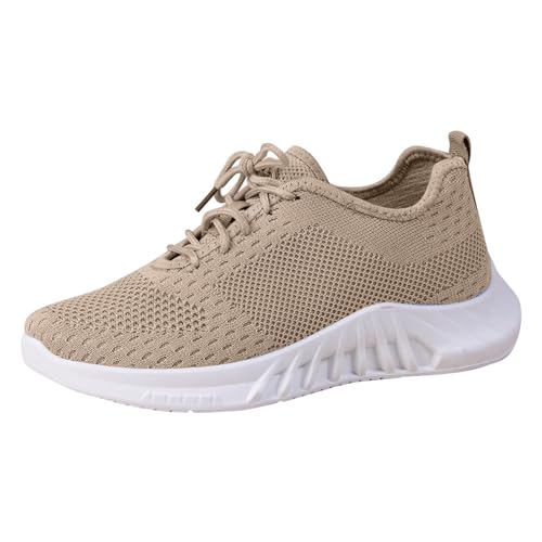 Xbemkste Sportschuhe Damen Freizeitschuhe Wanderschuhe Atmungsaktiv Weiche Schuhe Laufschuhe Damenschuhe Sneaker (Khaki, 37.5) von Xbemkste