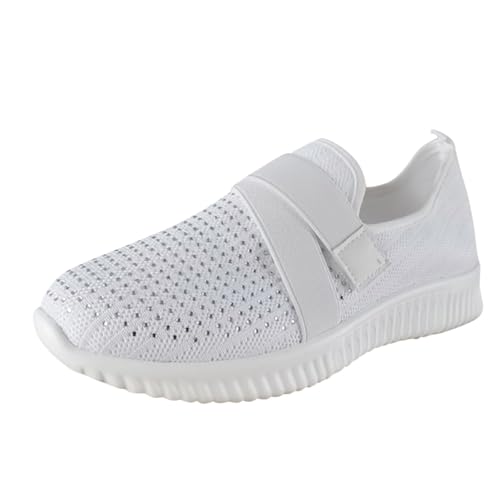 Xbemkste Sportschuhe Freizeit Mode Outdoor Schuhe Atmungsaktiv Slip Auf Frauen hallensportschuhe Damen (White, 37.5) von Xbemkste