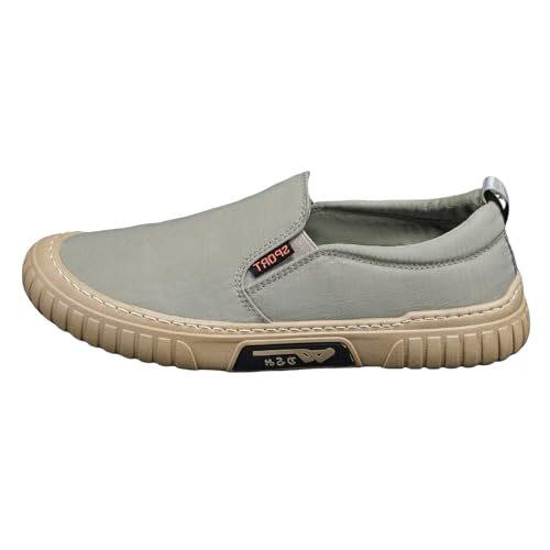 Xbemkste Sportschuhe Herren Flache Sneakers für einbeinig, atmungsaktiv, Slip On Freizeitschuhe mit weicher Sohle Bequeme Schuhe leichte Schlupfschuhe (Green, 40.5) von Xbemkste