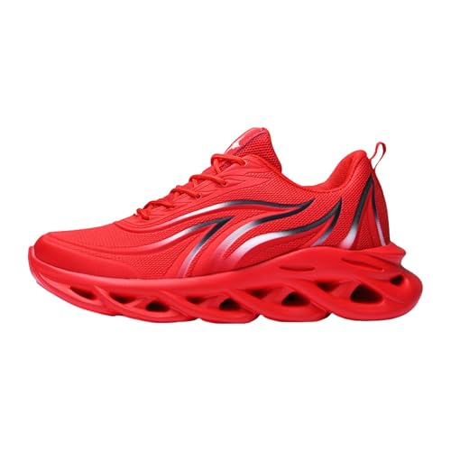 Xbemkste Sportschuhe Herren Modelle Mode Schnüren Mesh Atmungsaktiv Leichte Laufschuhe Casual Trend Sneakers Schuhe breite füße Herren (Red, 38.5) von Xbemkste