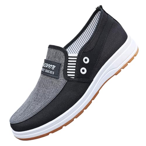 Xbemkste Sportschuhe Herren Sneaker für alle Jahreszeiten, Flache, rutschfeste Sohle, Canvas, leicht, bequem zum Reinschlüpfen Eigenschaften Bootsschuhe Slip On Freizeitschuhe (40.5) von Xbemkste